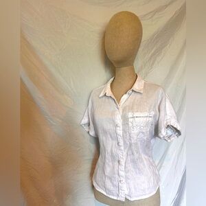 Joie 100% Linen Button-Up Short Sleeve Shirt
